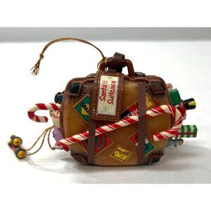 Enesco Santas Suitcase Ornament With Travel Stickers & Holiday Accessories